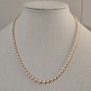 Vintage Cultured Pearl Necklace Graduated Strand 18" Knotted Pearls